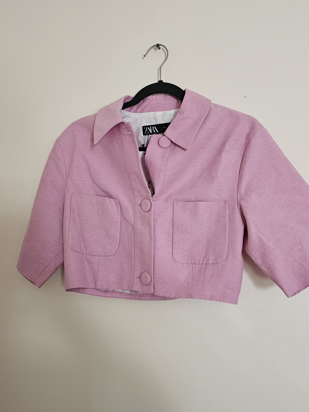 ZARA Small Pink Cropped Jacket Lined NWY